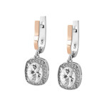 Silver earrings with gold inserts and cubic Zirconia Verona-10