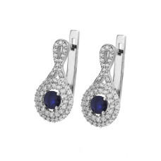 Серебряные серьги с сапфиром и куб. цирконием 002-3110