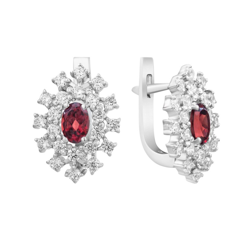 Серебряные серьги с гранатом 010-4110