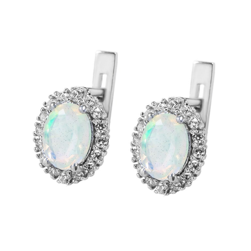 Срібні сережки з опалом та фіанітом 014-5510