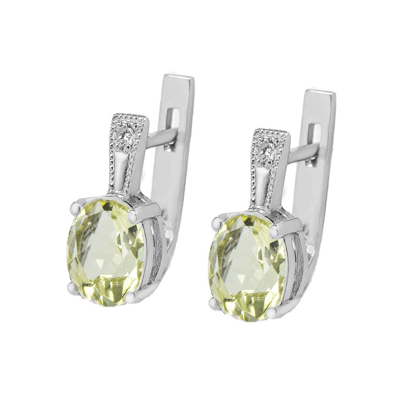 Серебряные серьги со вставками лимонного кварца и фианита 018-5610