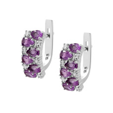 Срібні сережки з рожевим аметистом та фіанітом 026-6310