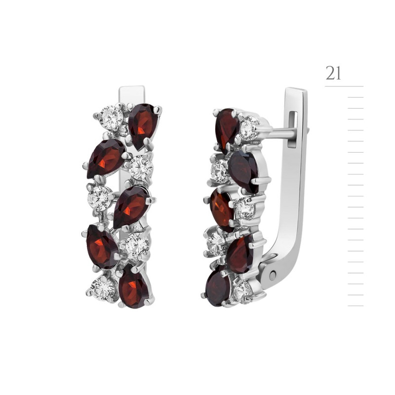 Silver earrings with garnet 038-4110