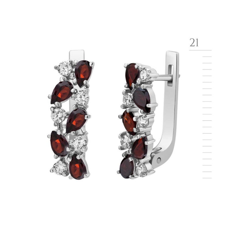 Silver earrings with garnet 038-4110