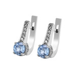 Срібні сережки з скай топазом та фіанітом 040-3910