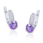 Серебряные серьги со вставками аметиста и циркония 041-6210