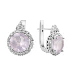 Серебряные серьги с розовым кварцем 048-4610