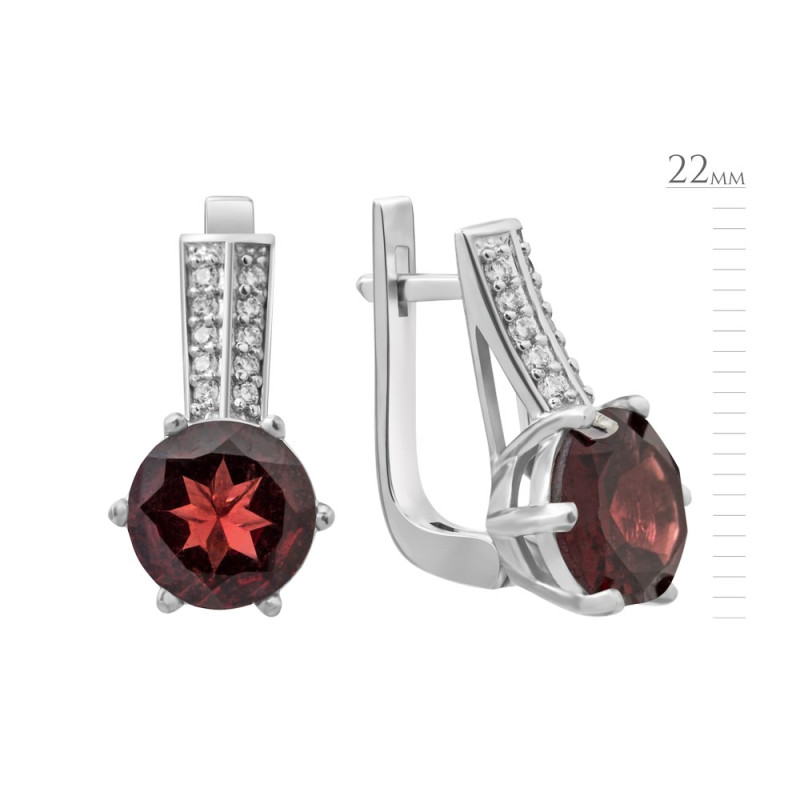 Серебряные серьги с гранатом 054-4110