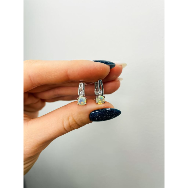 Срібні сережки з опалом та фіанітом 069-5510