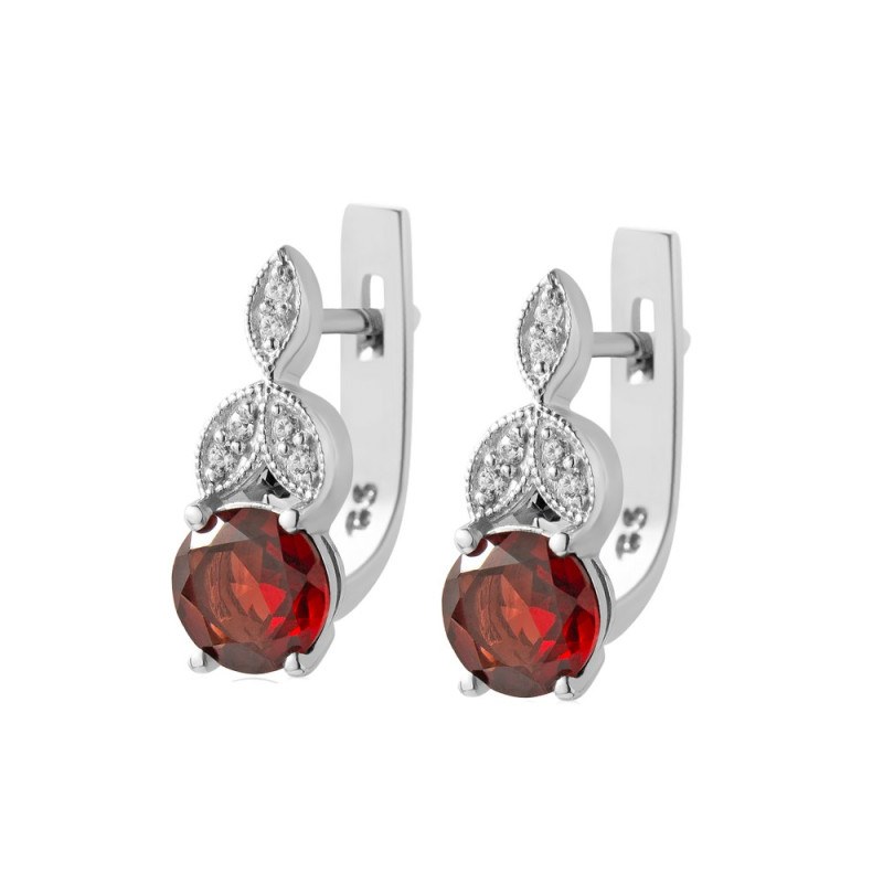 Silver earrings with garnet 071-4110