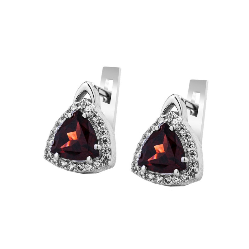 Серебряные серьги с гранатом и куб. цирконием 079-4110