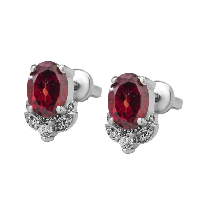 Silver earrings with garnet 081-4110