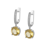 Серебряные серьги со вставками цитрина 102-5410