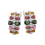 Серебряные серьги со вставками турмалинов 137-6510