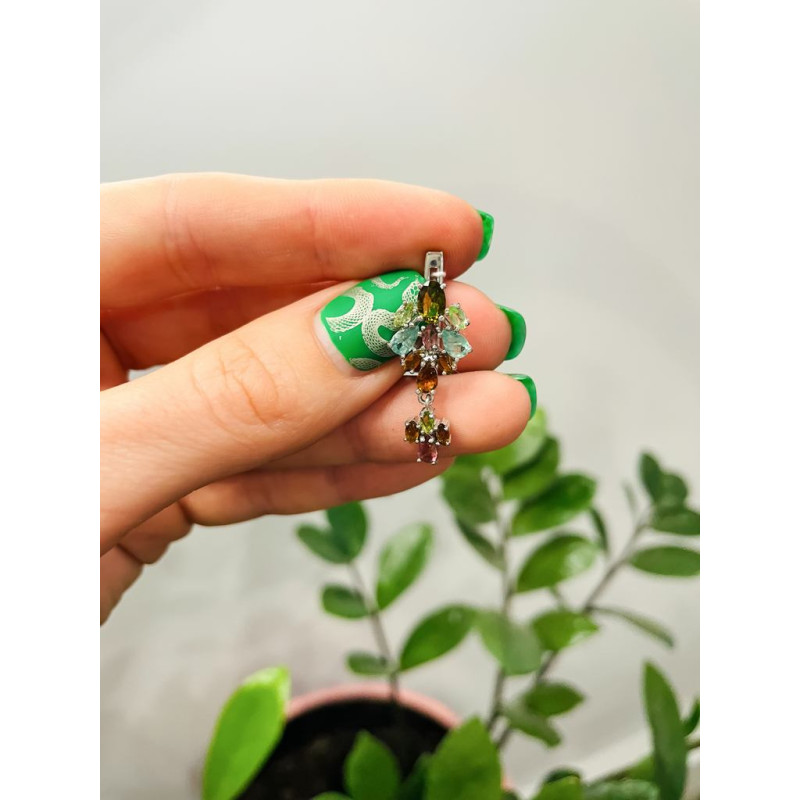 Срібні сережки з турмаліном 139-65