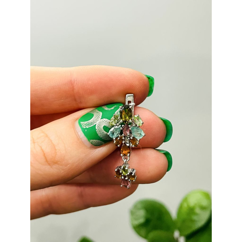 Срібні сережки з турмаліном 139-65