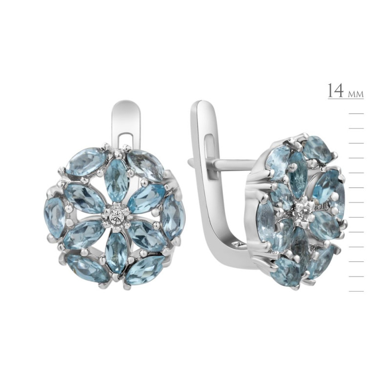 Серебряные серьги с натуральным скай топазом 148-3910