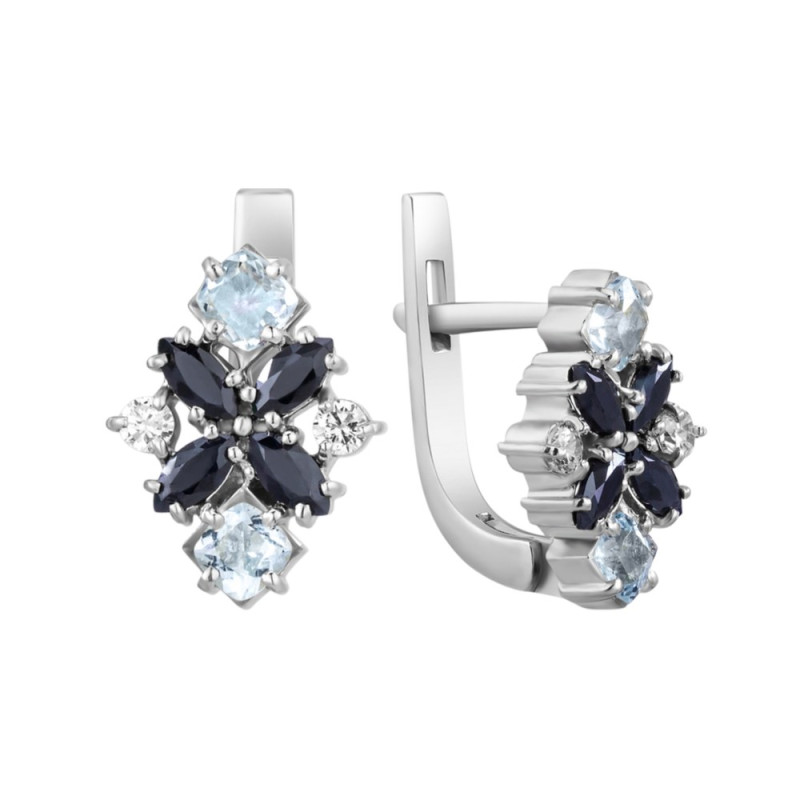 Серебряные серьги с аквамарином 150-363110