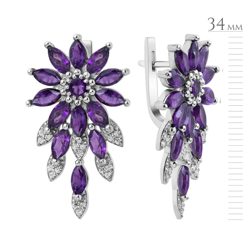 Серебряные серьги с бразильским аметистом  175-6110