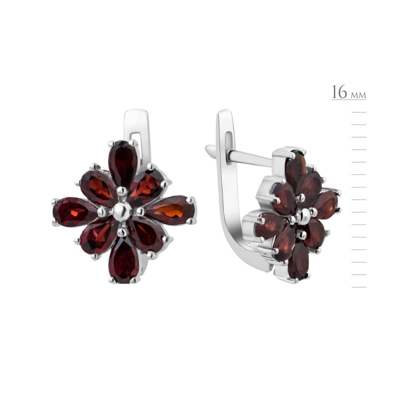 Серебряные серьги с натуральным гранатом 180-41