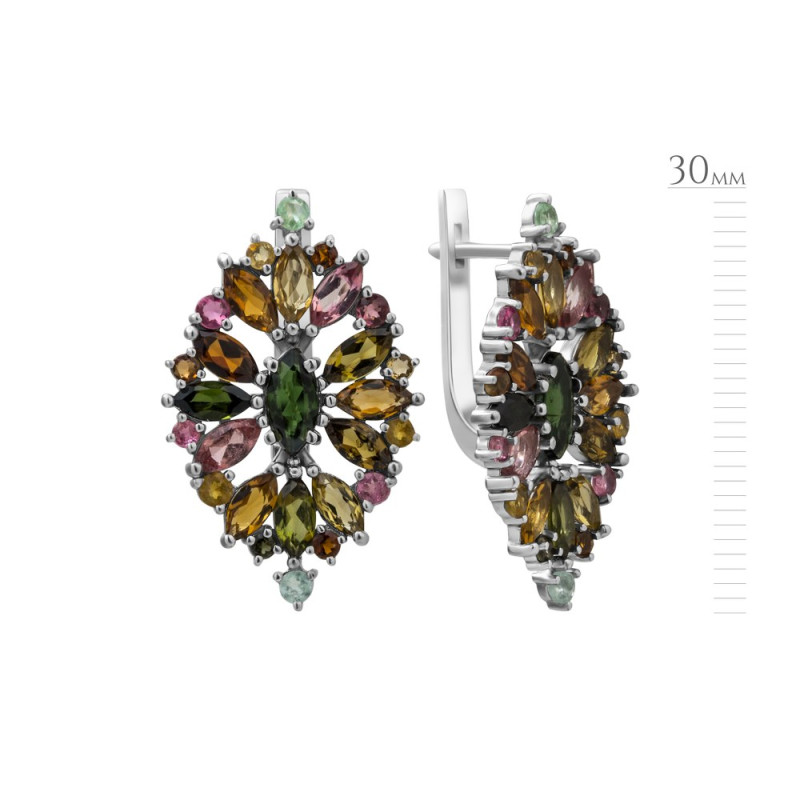 Срібні сережки з турмаліном 198-65