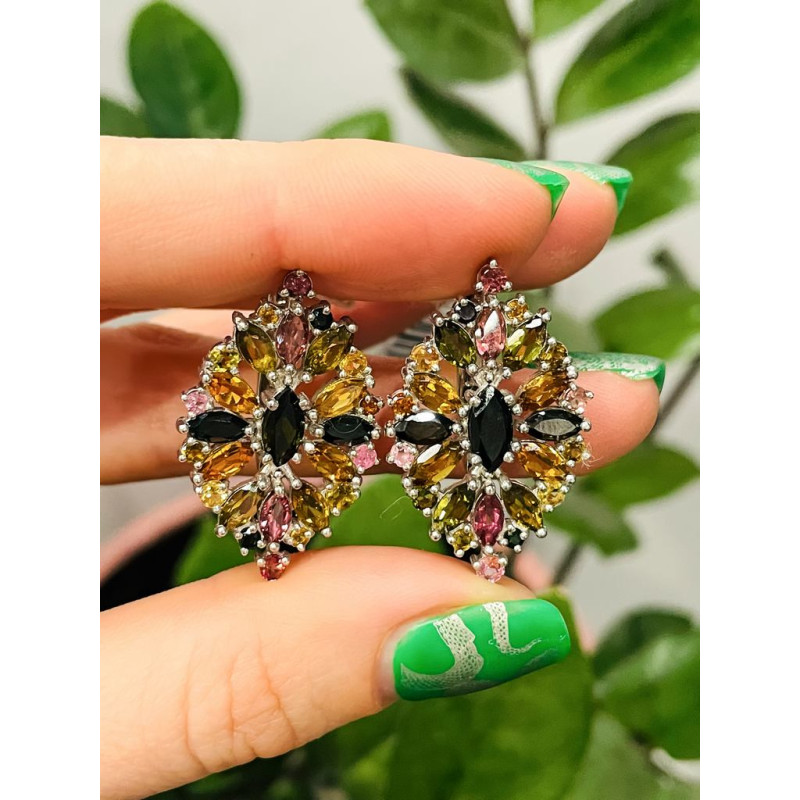 Срібні сережки з турмаліном 198-65