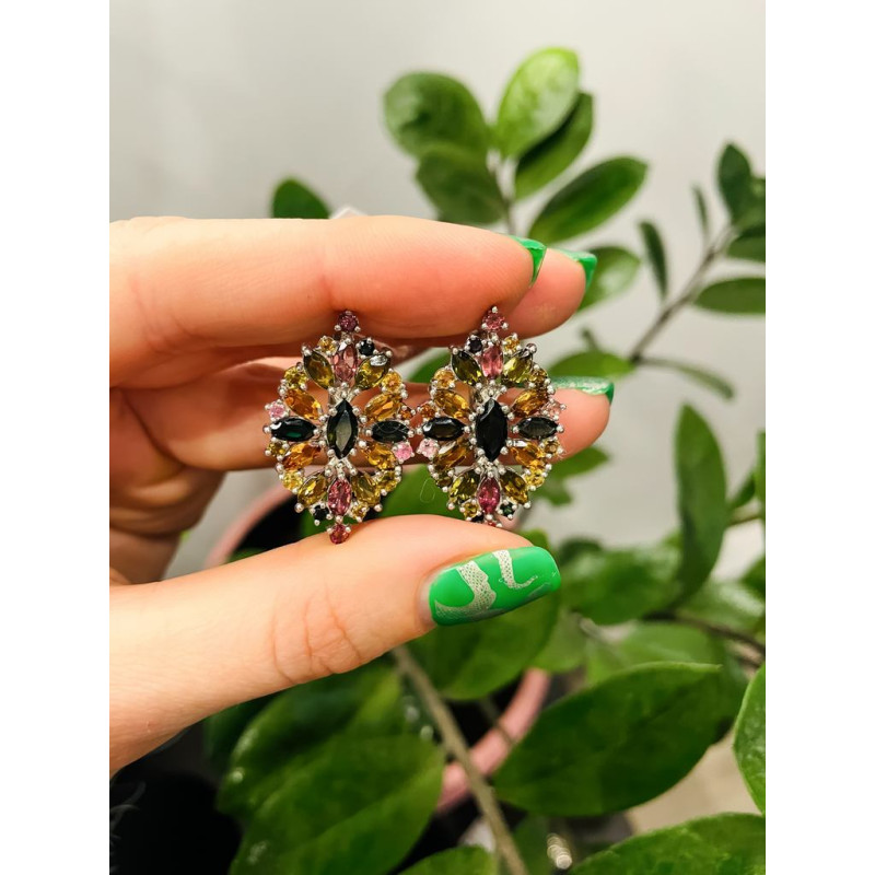 Срібні сережки з турмаліном 198-65