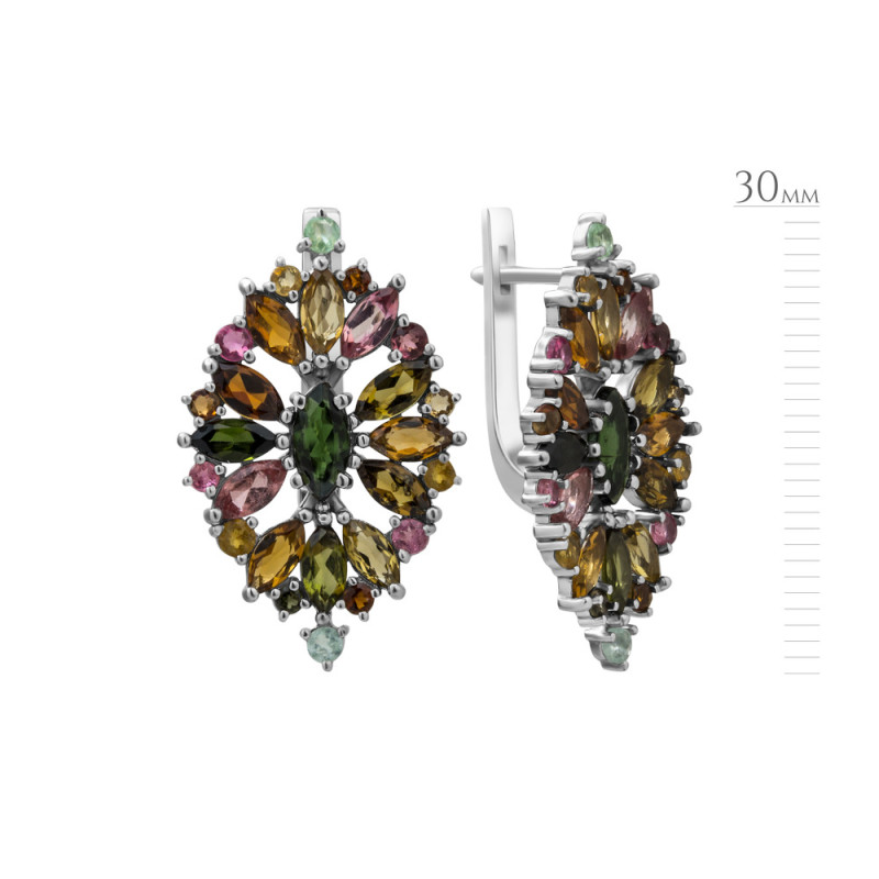 Срібні сережки з турмаліном 198-65