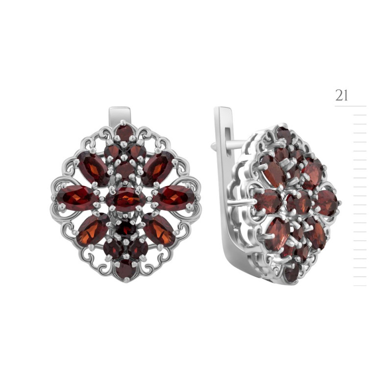 Silver earrings with garnet 200-41