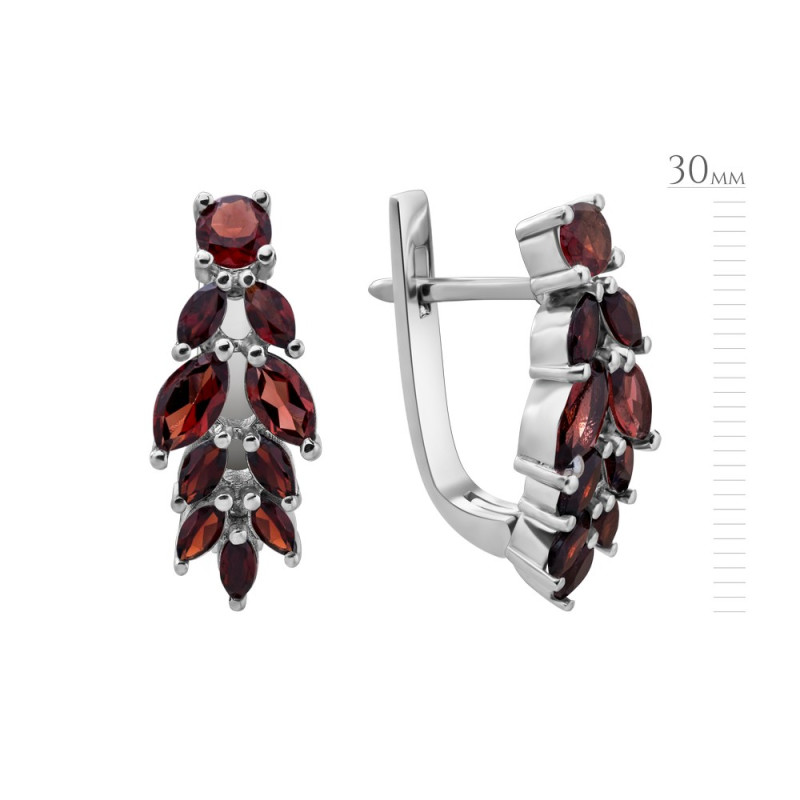 Серебряные серьги с натуральным гранатом 222-41
