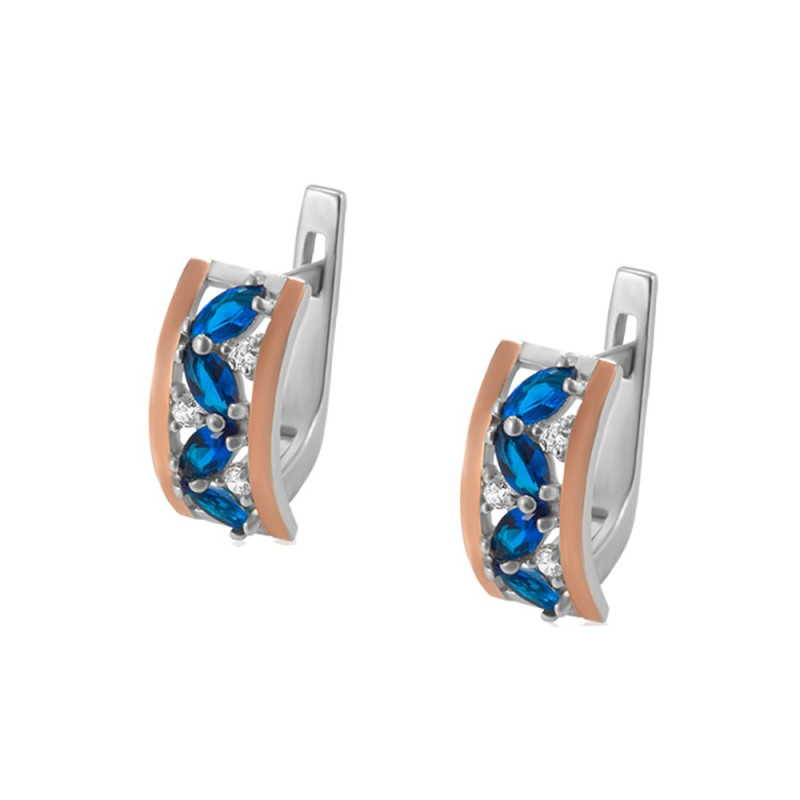 Silver earrings with gold and cubic Zirconia Markiza-3110