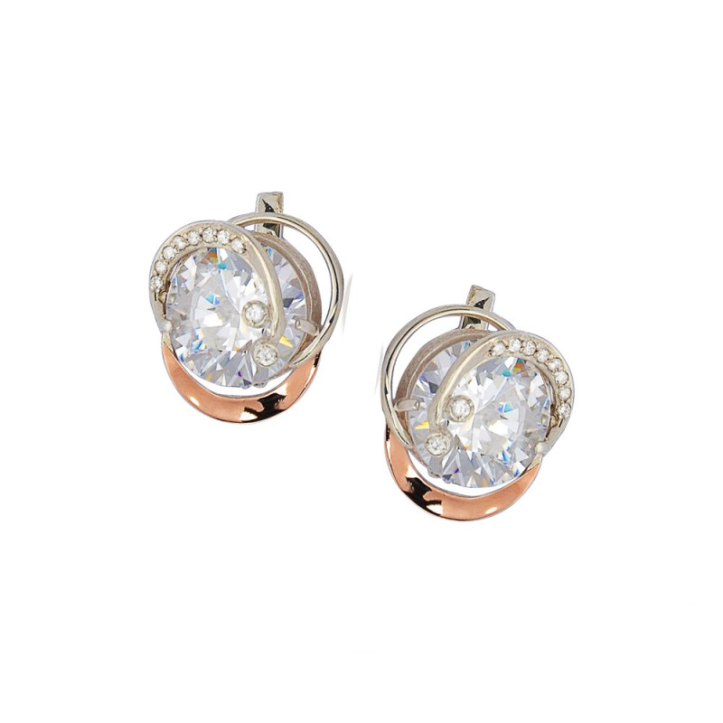 Silver earrings with gold and cubic Zirconia Nikol-10