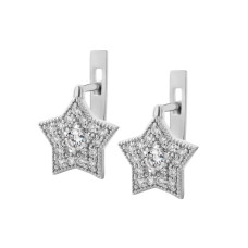 Silver earrings with cubic Zirconia inserts S004-10