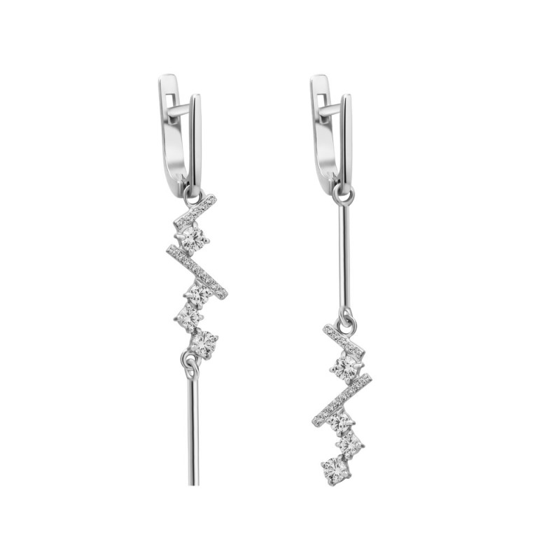 Срібні сережки з фіанітом S128-10