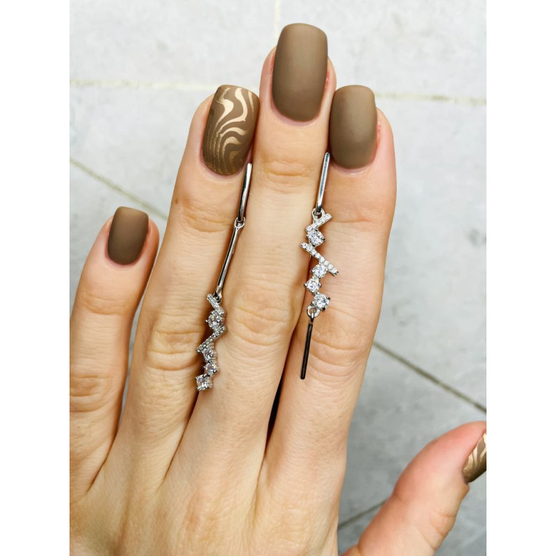 Срібні сережки з фіанітом S128-10