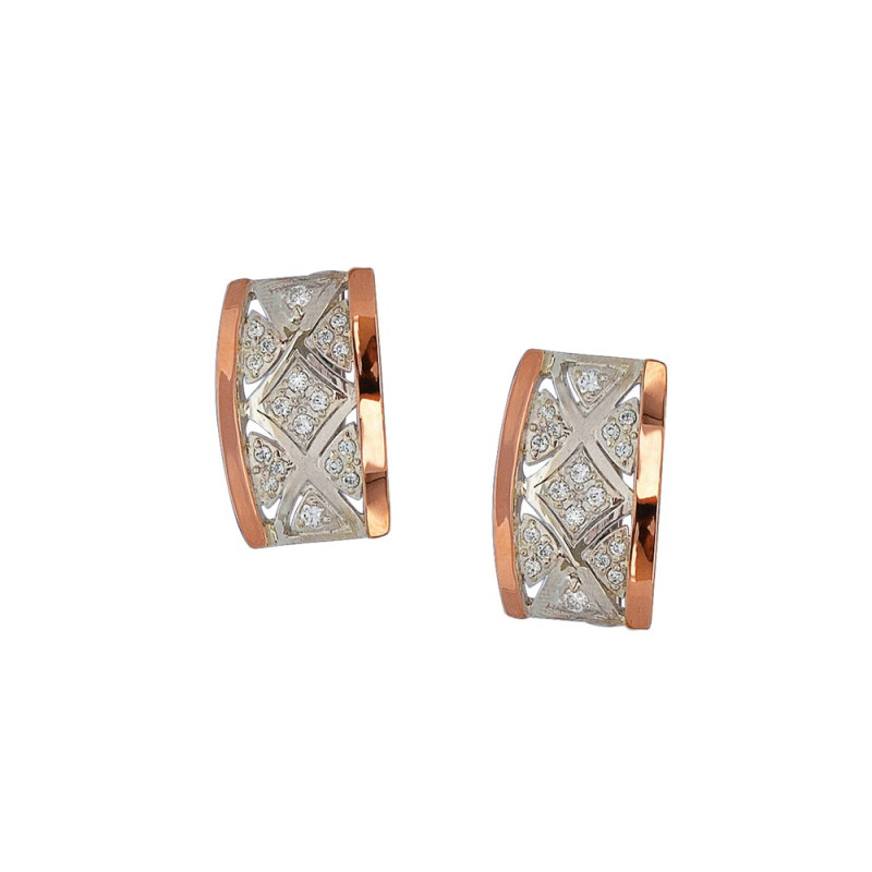 Silver earrings with gold and cubic Zirconia Silviya-10
