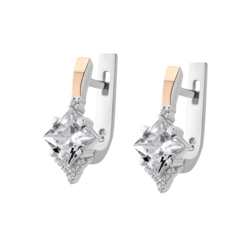 Silver earrings with inlays of gold Zhador-10