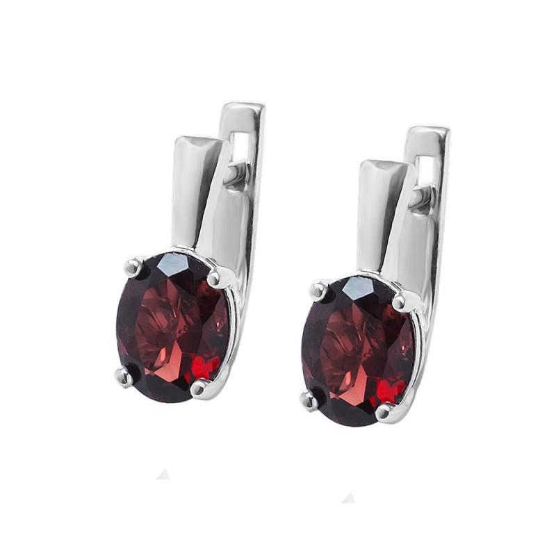 Серебряные серьги с родолитома 016-42