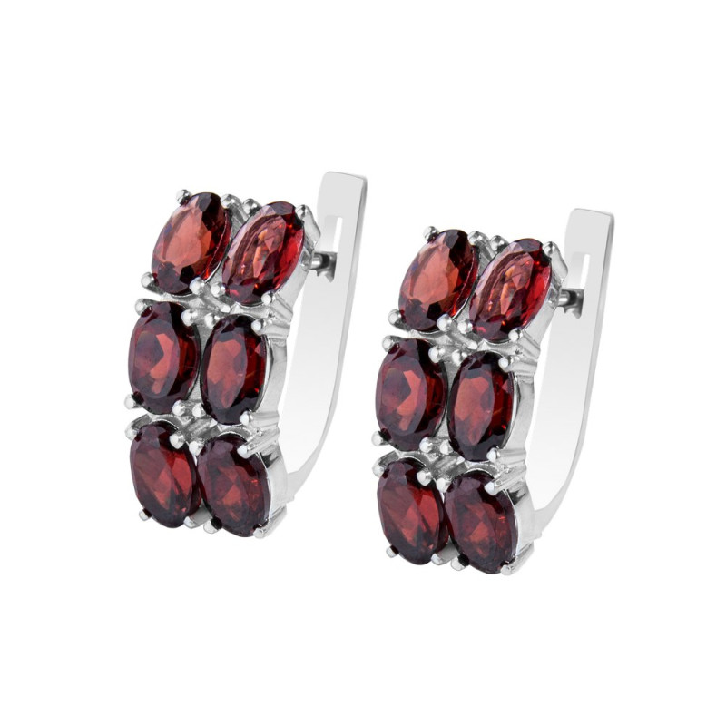 Срібні сережки з гранатом 024-41