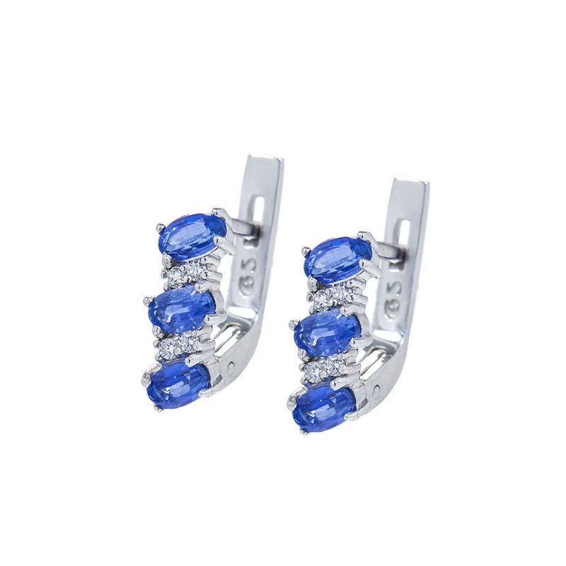 Silver earrings with kyanite and cubic Zirconia 030-3710