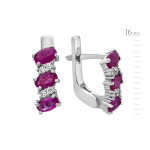 Срібні сережки з рубіном та фіанітом 030-4410