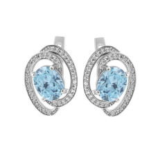 Срібні сережки з скай топазом та фіанітом 049-3910