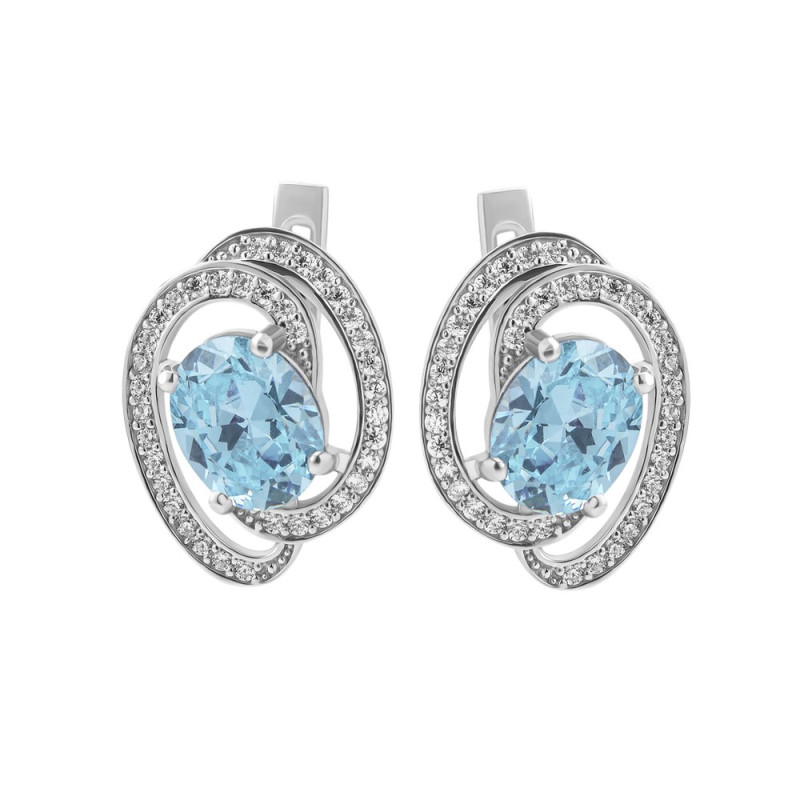 Серебряные серьги с скай топазом 049-3910