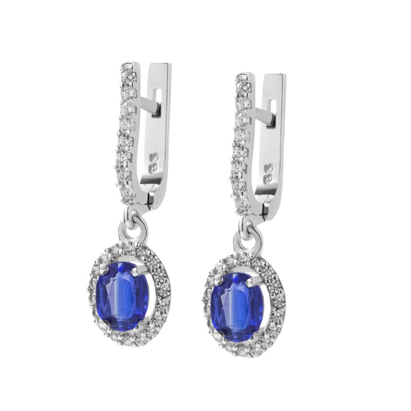 Silver earrings with kyanite and cubic Zirconia 055-3710