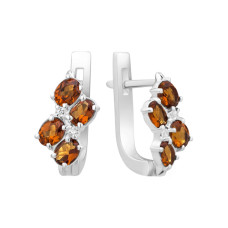 Серебряные серьги с оранжевым гранатом 070-4310