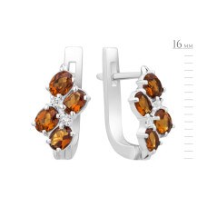 Серебряные серьги с оранжевым гранатом 070-4310