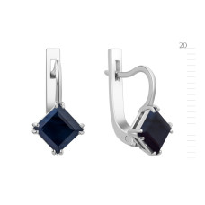Серебряные серьги с сапфиром 072-31