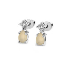 Silver earrings with inlays of opal 076-5510
