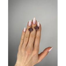 Срібні сережки з родолітом та фіанітом 151-4210