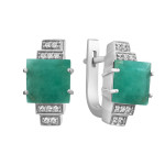 Серебряные серьги с изумрудом 156-7110